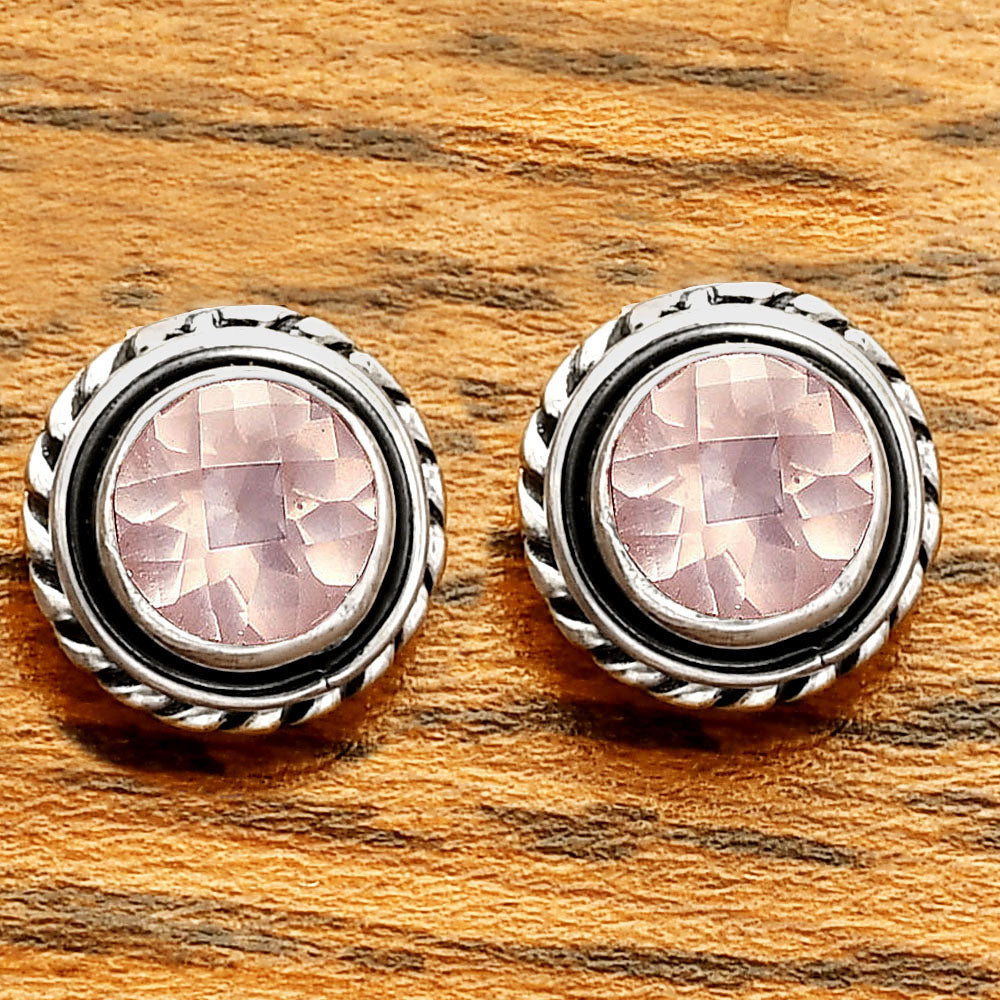 925 Silver Round Gemstone Stud Earrings