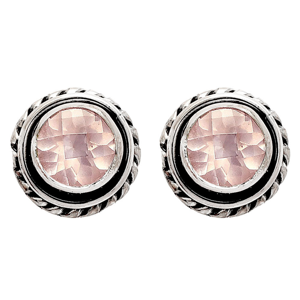 925 Silver Round Gemstone Stud Earrings