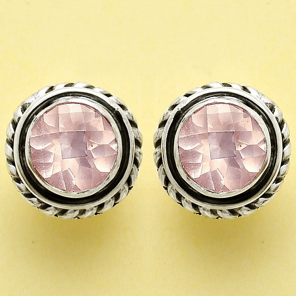 925 Silver Round Gemstone Stud Earrings