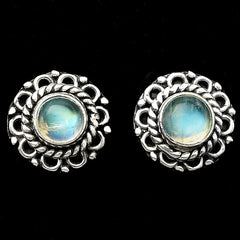 Natural Rainbow Moonstone Stud 925 Sterling Silver Earrings Jewelry DGE1068_A