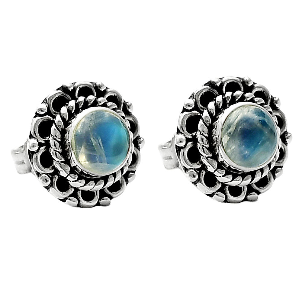 Natural Rainbow Moonstone Stud 925 Sterling Silver Earrings Jewelry DGE1068_A