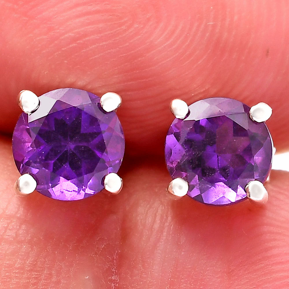 Natural African Amethyst Stud 925 Sterling Silver Earrings Jewelry DGE1072_E