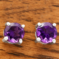 Natural African Amethyst Stud 925 Sterling Silver Earrings Jewelry DGE1072_E