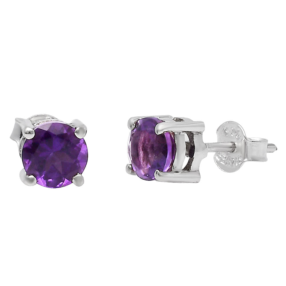 Natural African Amethyst Stud 925 Sterling Silver Earrings Jewelry DGE1072_E