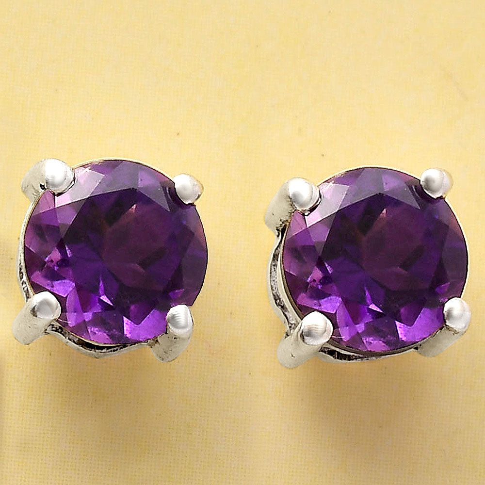 Natural African Amethyst Stud 925 Sterling Silver Earrings Jewelry DGE1072_E