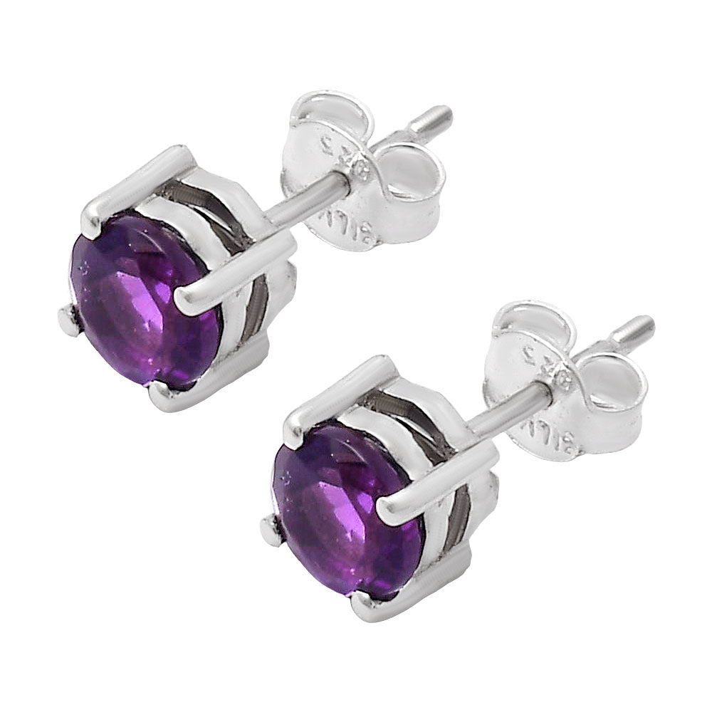 Natural African Amethyst Stud 925 Sterling Silver Earrings Jewelry DGE1072_E