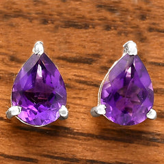 Natural African Amethyst Stud 925 Sterling Silver Earrings Jewelry DGE1074_C