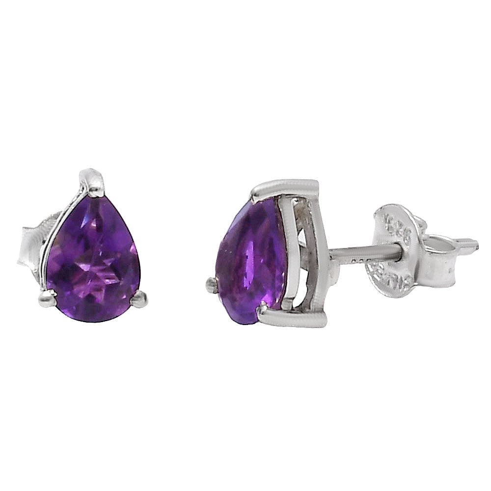 Natural African Amethyst Stud 925 Sterling Silver Earrings Jewelry DGE1074_C