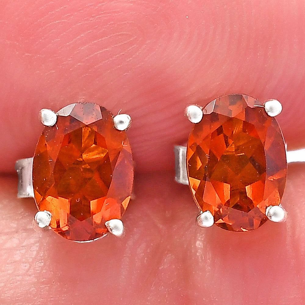 Hessonite Garnet - Madagascar Stud 925 Sterling Silver Earrings Jewelry DGE1075_H