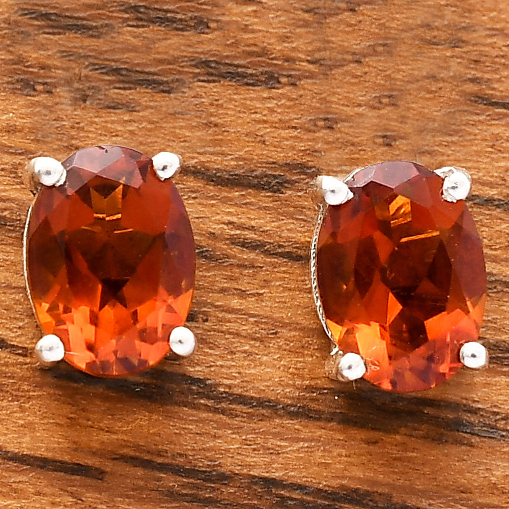 Hessonite Garnet - Madagascar Stud 925 Sterling Silver Earrings Jewelry DGE1075_H