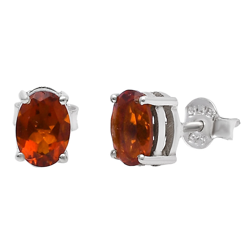 Hessonite Garnet - Madagascar Stud 925 Sterling Silver Earrings Jewelry DGE1075_H