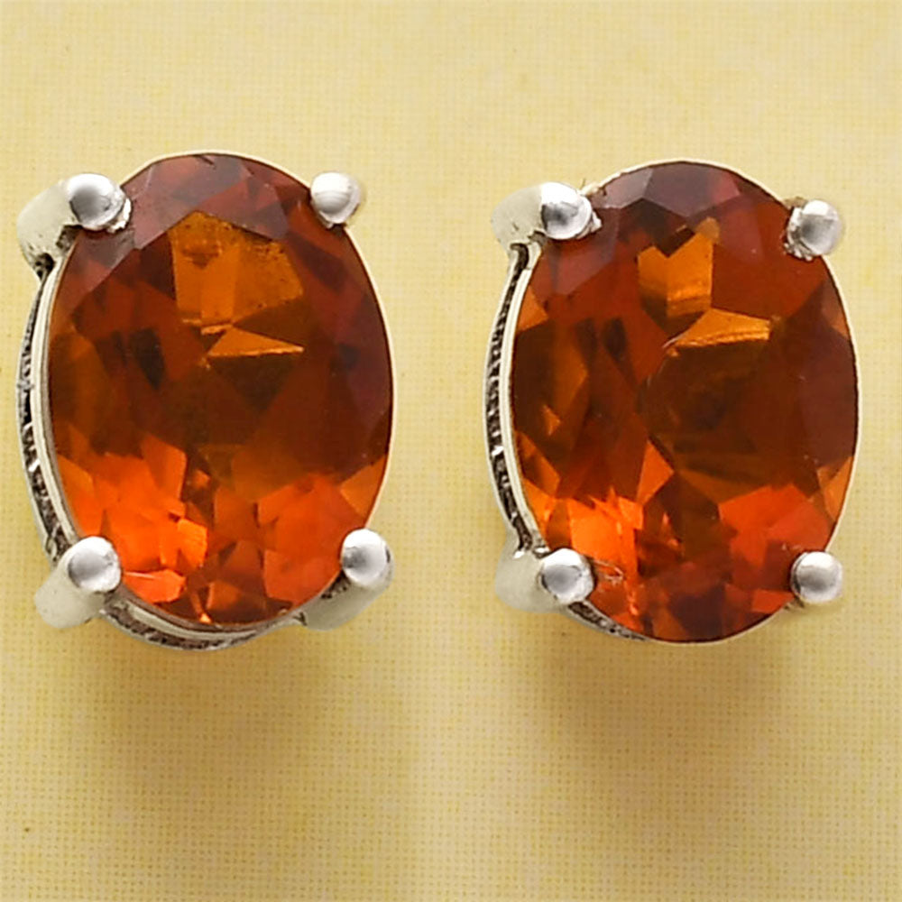 Hessonite Garnet - Madagascar Stud 925 Sterling Silver Earrings Jewelry DGE1075_H