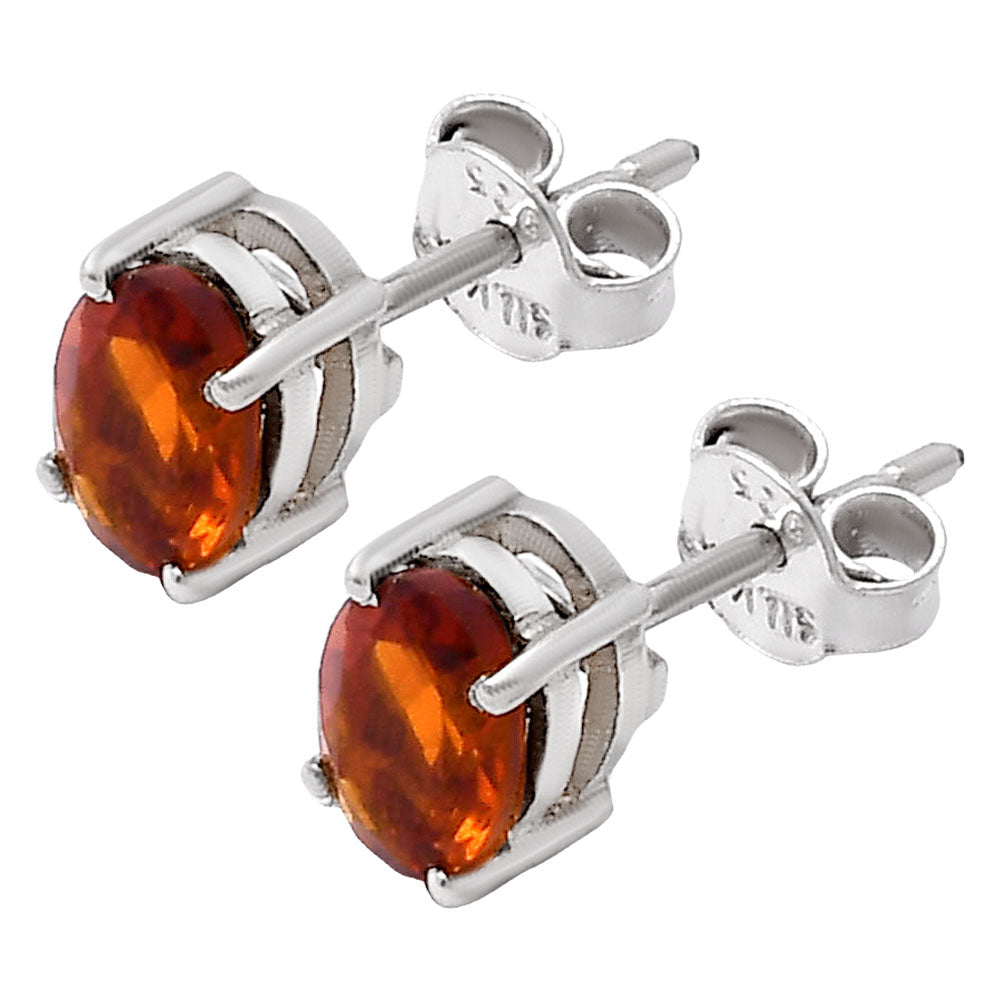 Hessonite Garnet - Madagascar Stud 925 Sterling Silver Earrings Jewelry DGE1075_H