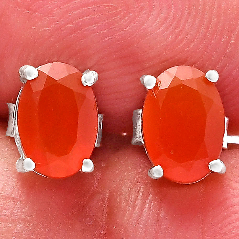 Hessonite Garnet - Madagascar Stud 925 Sterling Silver Earrings Jewelry DGE1075_H