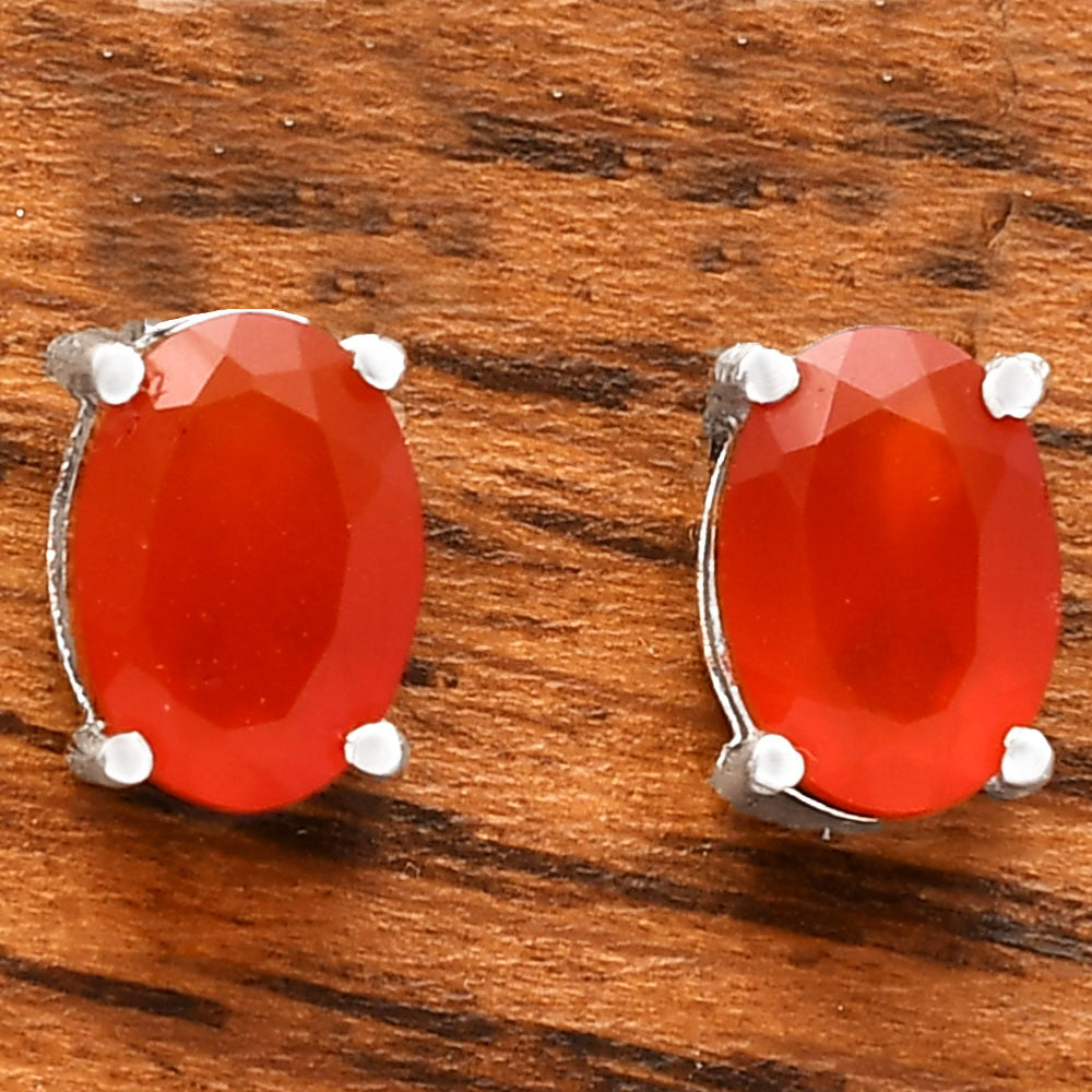 Hessonite Garnet - Madagascar Stud 925 Sterling Silver Earrings Jewelry DGE1075_H