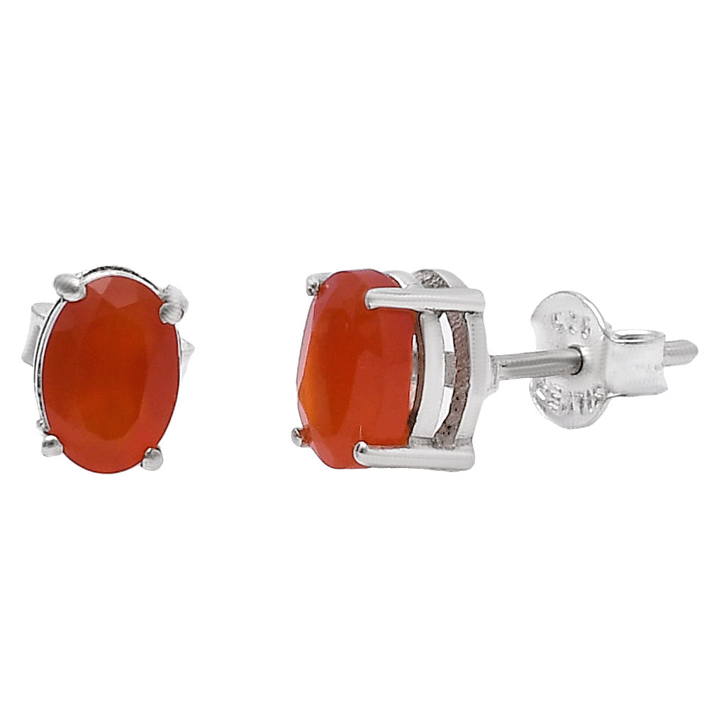 Hessonite Garnet - Madagascar Stud 925 Sterling Silver Earrings Jewelry DGE1075_H