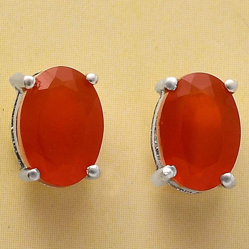 Hessonite Garnet - Madagascar Stud 925 Sterling Silver Earrings Jewelry DGE1075_H