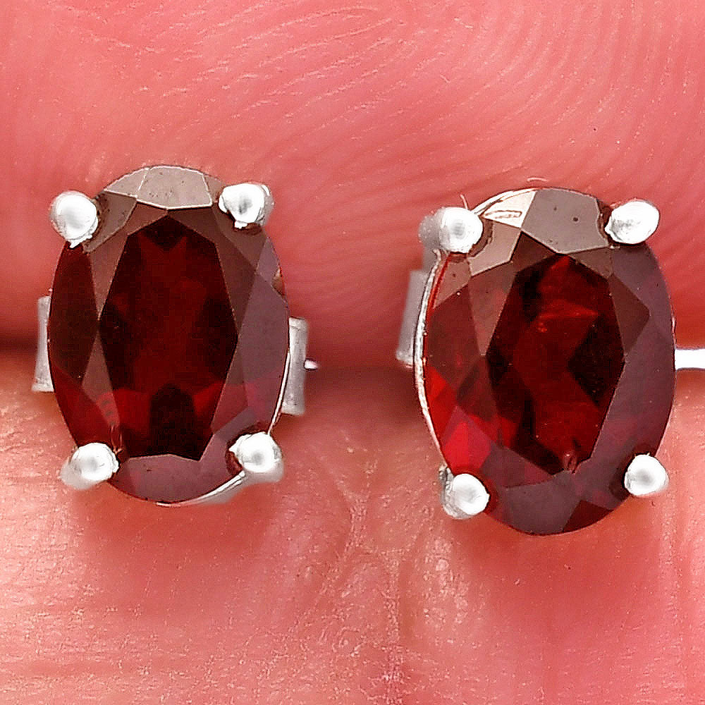 Hessonite Garnet - Madagascar Stud 925 Sterling Silver Earrings Jewelry DGE1075_H