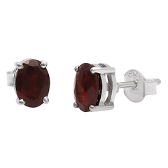 Hessonite Garnet - Madagascar Stud 925 Sterling Silver Earrings Jewelry DGE1075_H