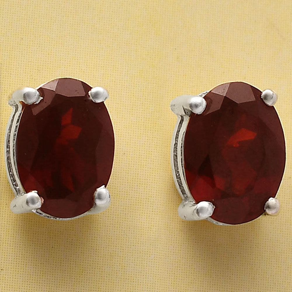 Hessonite Garnet - Madagascar Stud 925 Sterling Silver Earrings Jewelry DGE1075_H