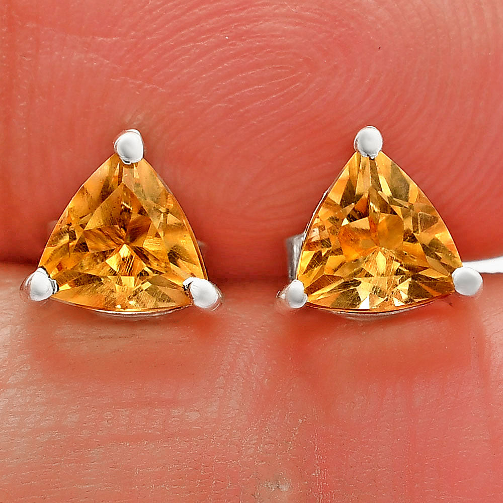 Natural Citrine Stud 925 Sterling Silver Earrings Jewelry DGE1076_E