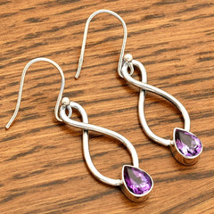 Natural Amethyst - Brazil 925 Sterling Silver Earrings Jewelry DGE1077_A