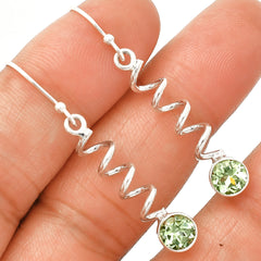 Prasiolite (Green Amethyst) - Brazil 925 Sterling Silver Earrings Jewelry DGE1078_E