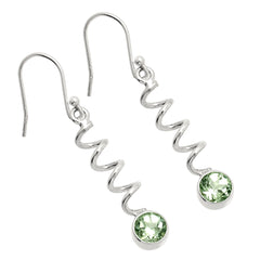 Prasiolite (Green Amethyst) - Brazil 925 Sterling Silver Earrings Jewelry DGE1078_E