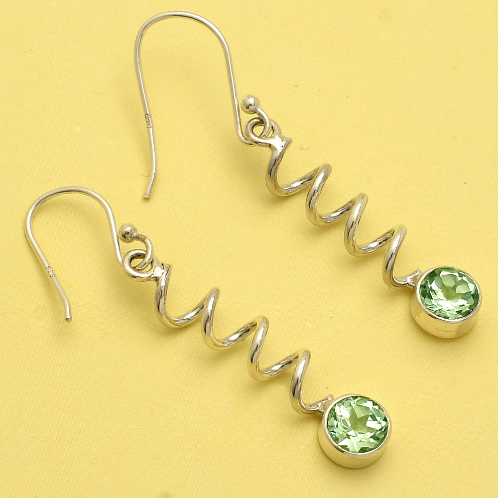 Prasiolite (Green Amethyst) - Brazil 925 Sterling Silver Earrings Jewelry DGE1078_E