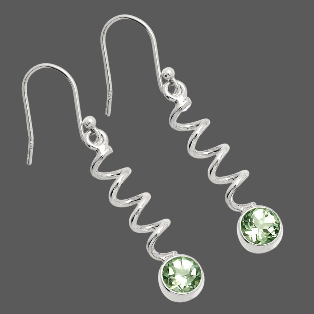 Prasiolite (Green Amethyst) - Brazil 925 Sterling Silver Earrings Jewelry DGE1078_E