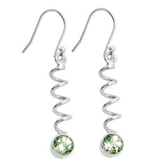 Prasiolite (Green Amethyst) - Brazil 925 Sterling Silver Earrings Jewelry DGE1078_E