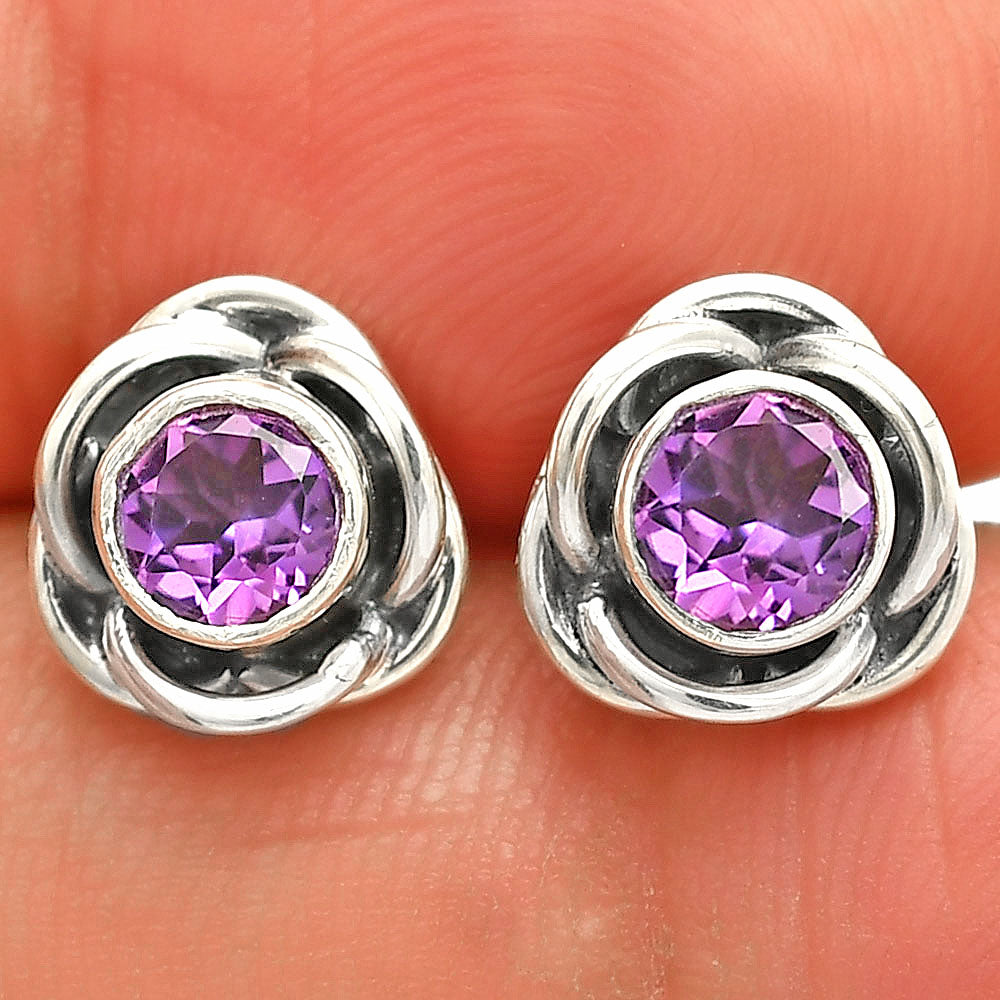 Natural Amethyst - Brazil Stud 925 Sterling Silver Earrings Jewelry DGE1079_A