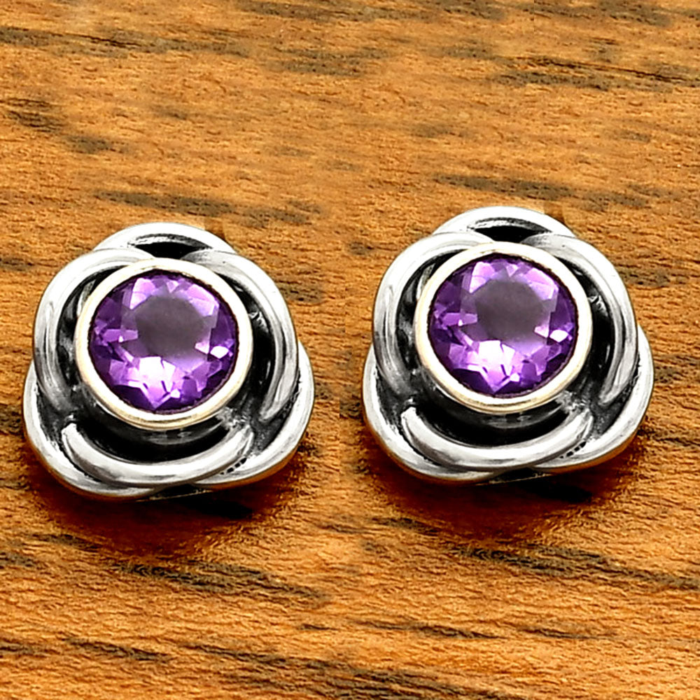 Natural Amethyst - Brazil Stud 925 Sterling Silver Earrings Jewelry DGE1079_A