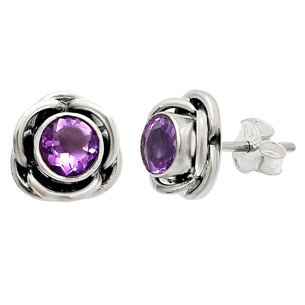 Natural Amethyst - Brazil Stud 925 Sterling Silver Earrings Jewelry DGE1079_A