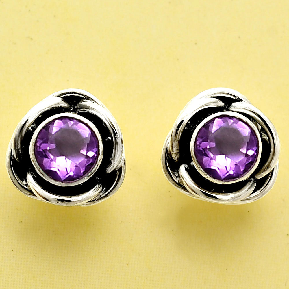 Natural Amethyst - Brazil Stud 925 Sterling Silver Earrings Jewelry DGE1079_A