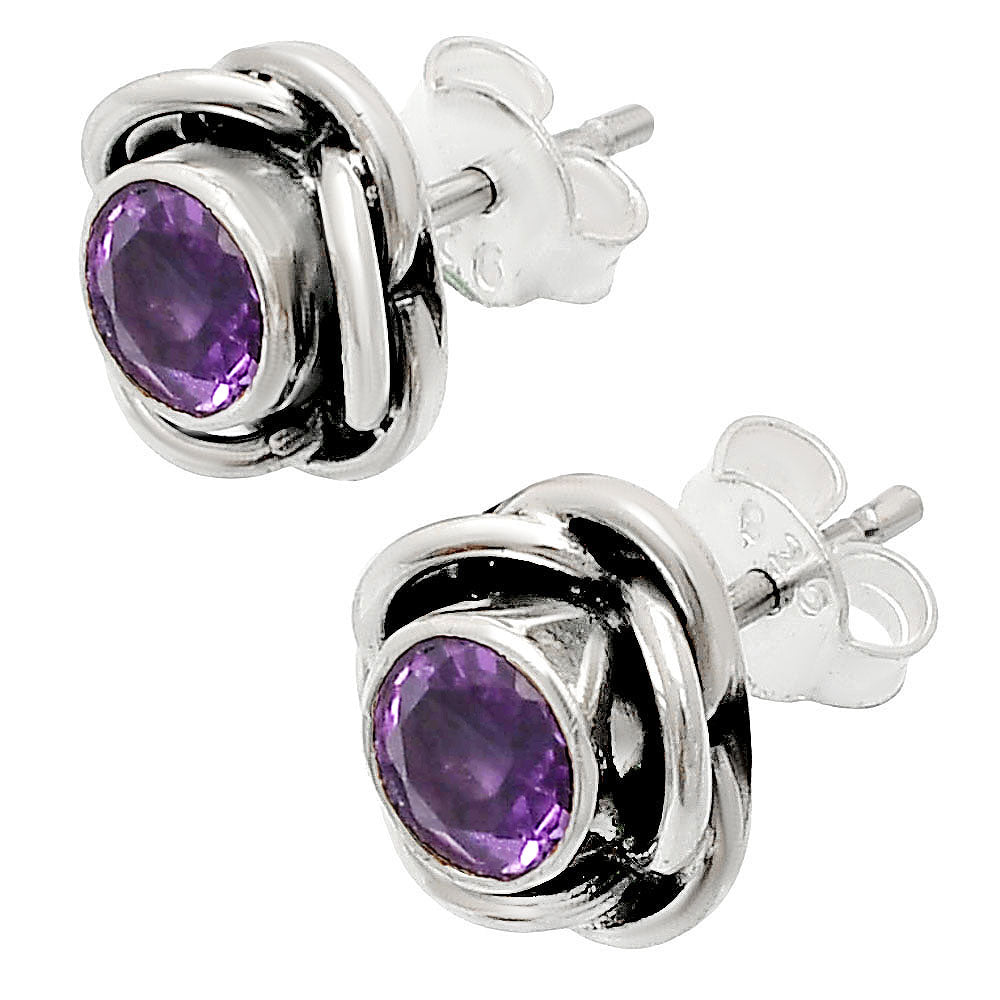 Natural Amethyst - Brazil Stud 925 Sterling Silver Earrings Jewelry DGE1079_A