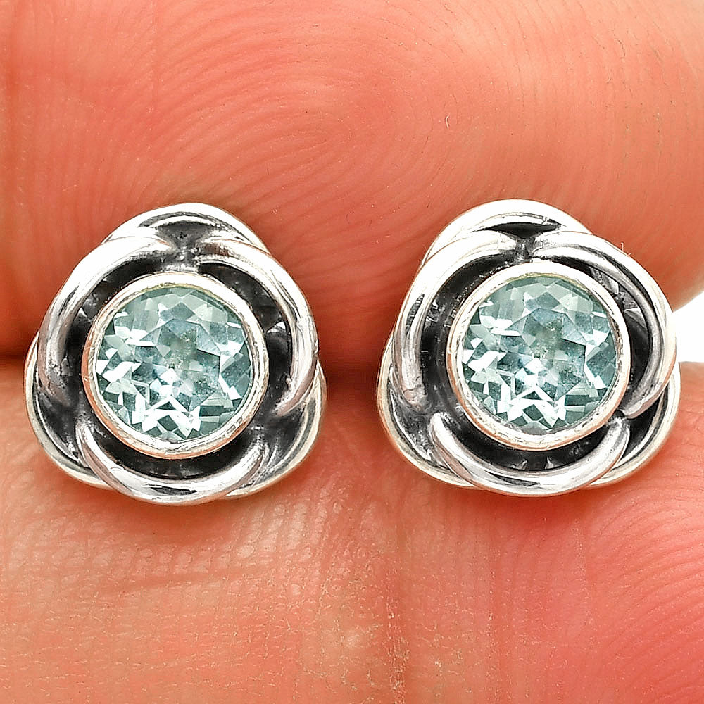 Natural Sky Blue Topaz Stud 925 Sterling Silver Earrings Jewelry DGE1079_B