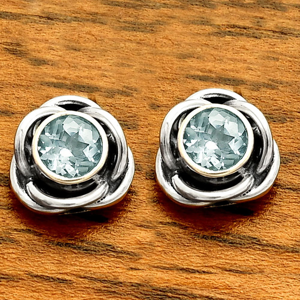 Natural Sky Blue Topaz Stud 925 Sterling Silver Earrings Jewelry DGE1079_B