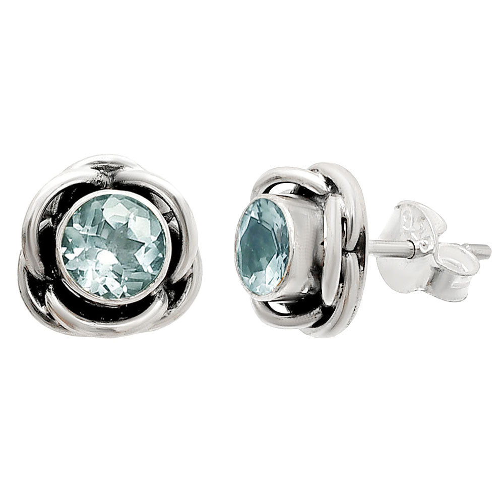 Natural Sky Blue Topaz Stud 925 Sterling Silver Earrings Jewelry DGE1079_B