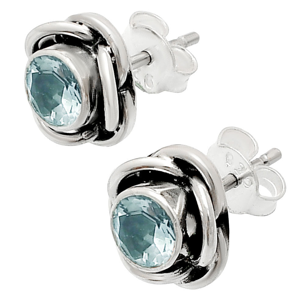 Natural Sky Blue Topaz Stud 925 Sterling Silver Earrings Jewelry DGE1079_B