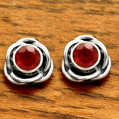 Hessonite Garnet - Madagascar Stud 925 Sterling Silver Earrings Jewelry DGE1079_C