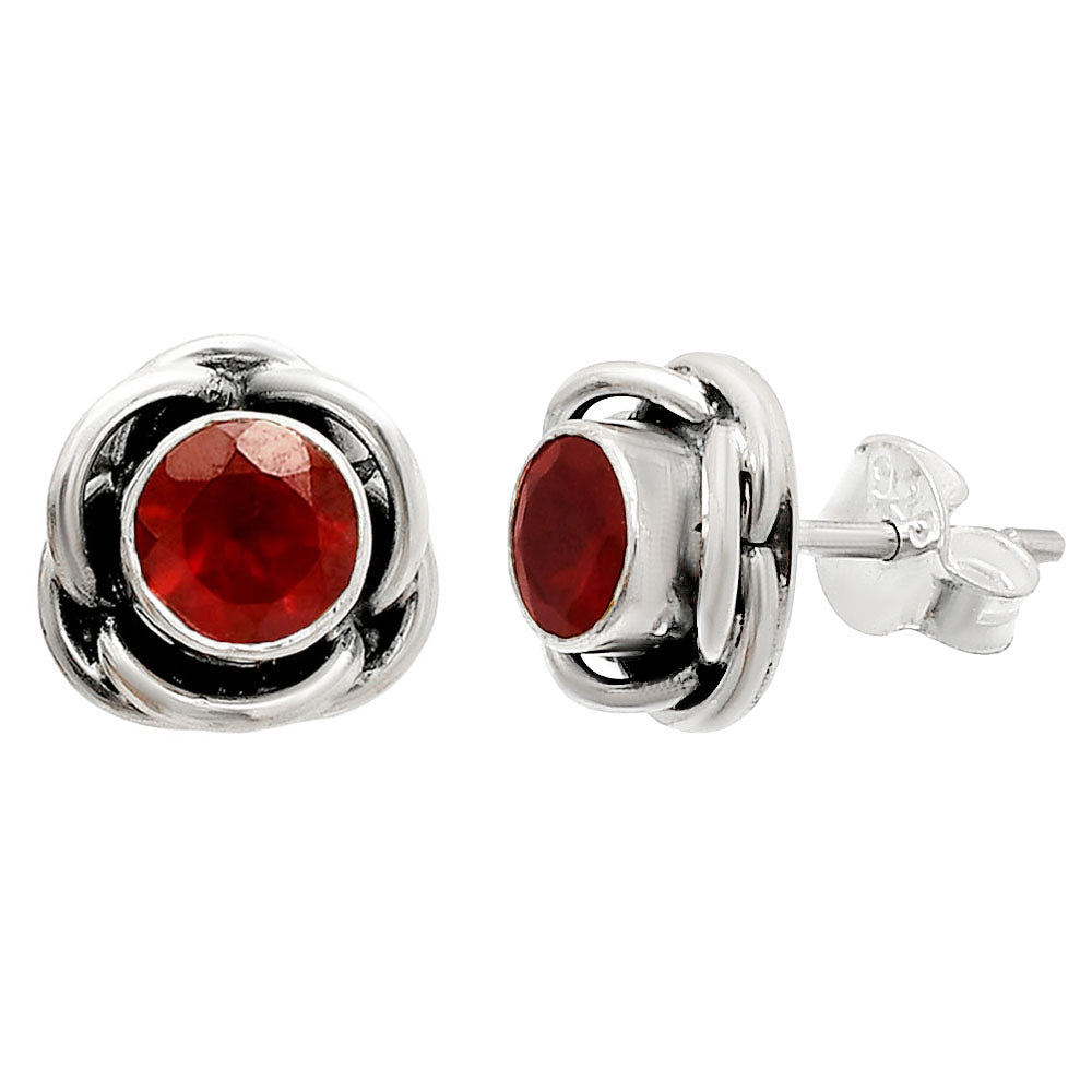 Hessonite Garnet - Madagascar Stud 925 Sterling Silver Earrings Jewelry DGE1079_C