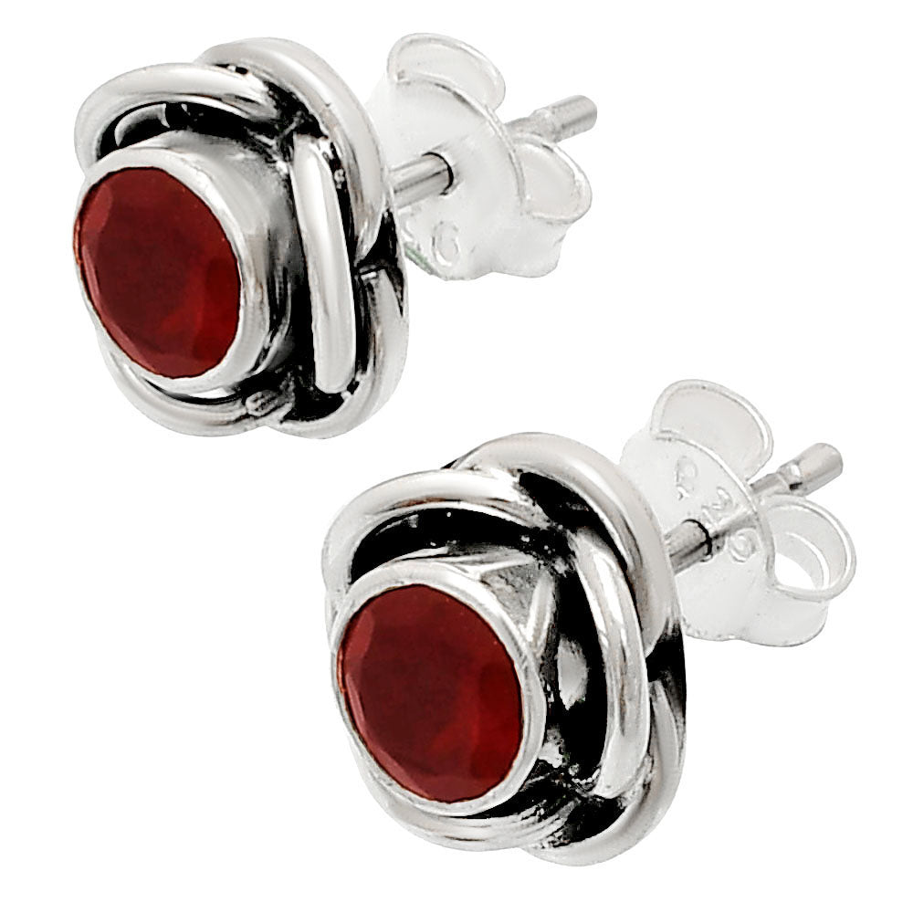 Hessonite Garnet - Madagascar Stud 925 Sterling Silver Earrings Jewelry DGE1079_C