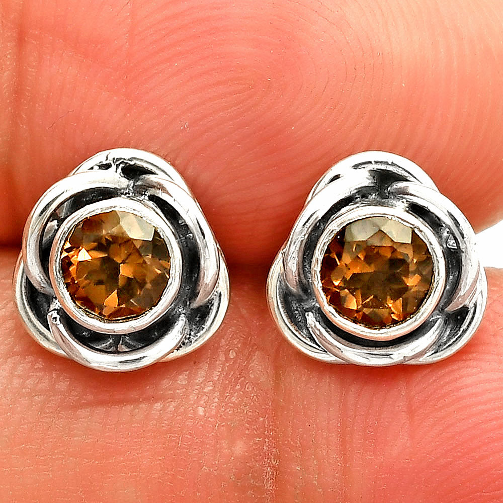 Natural Smoky Quartz - Brazil Stud 925 Sterling Silver Earrings Jewelry DGE1079_D