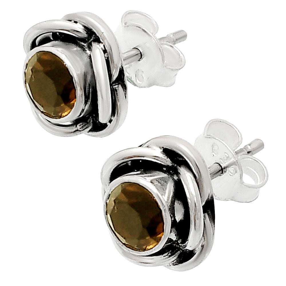 Natural Smoky Quartz - Brazil Stud 925 Sterling Silver Earrings Jewelry DGE1079_D