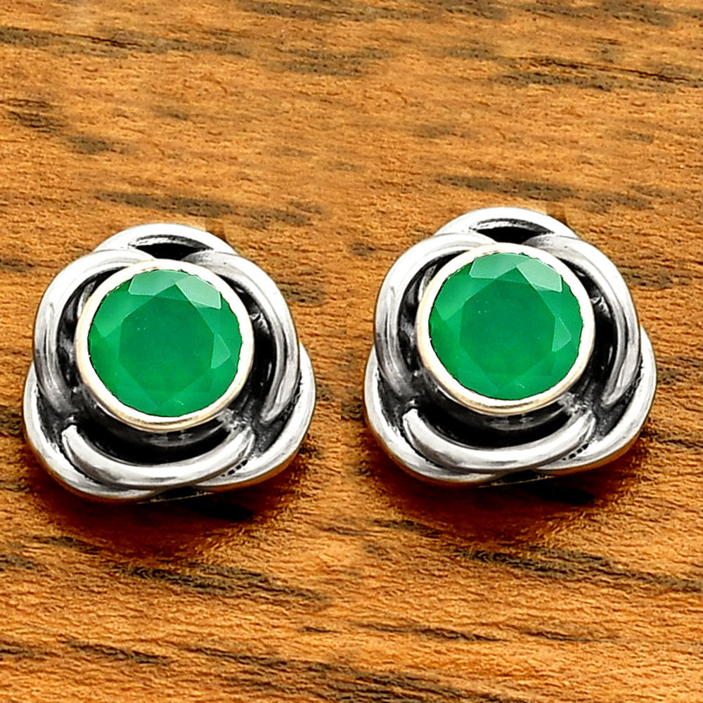 Natural Green Onyx Stud 925 Sterling Silver Earrings Jewelry DGE1079_E