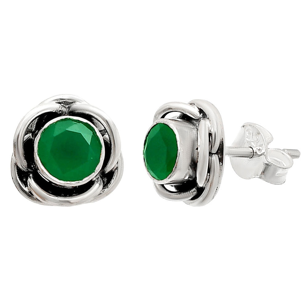 Natural Green Onyx Stud 925 Sterling Silver Earrings Jewelry DGE1079_E