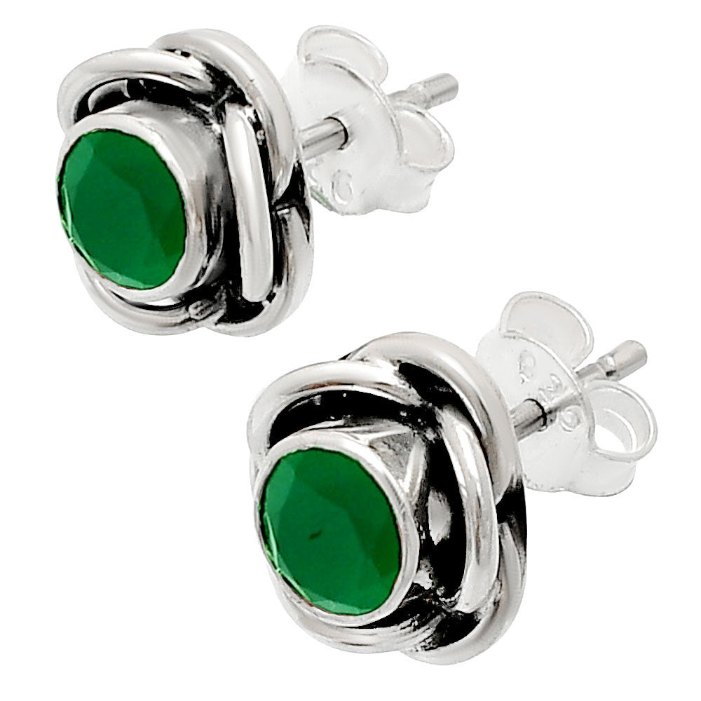 Natural Green Onyx Stud 925 Sterling Silver Earrings Jewelry DGE1079_E