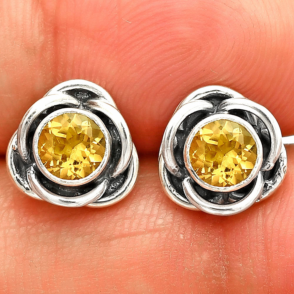 Natural Citrine Stud 925 Sterling Silver Earrings Jewelry DGE1079_F