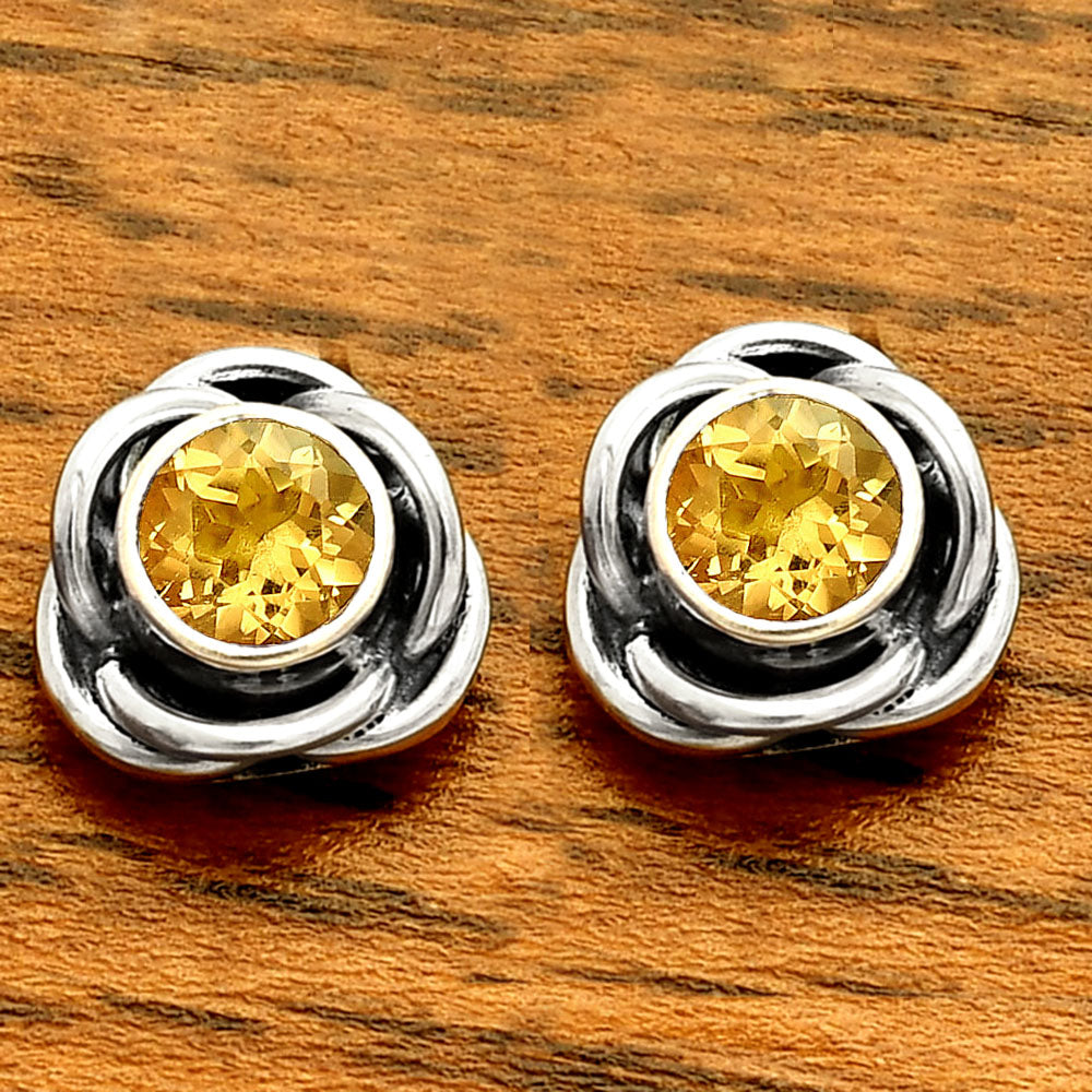 Natural Citrine Stud 925 Sterling Silver Earrings Jewelry DGE1079_F